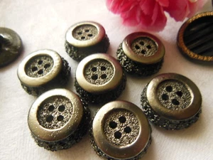 Lot 6 haut boutons vintage en résine argenté gris noir 2,1 cm ref 2257 - Picture 1 of 4