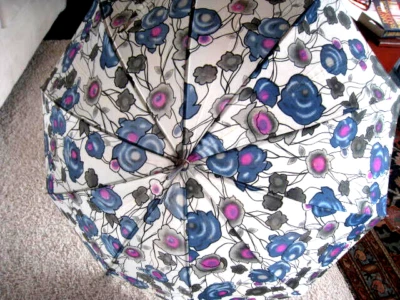 VINTAGE 100% HAND PRINT MOD FLORAL UMBRELLA JAPAN~ REDUCED - Image 1 of 4