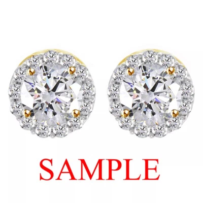 Chaquetas de 3/4 quilates para aretes redondos diamantes naturales plata 925 real para mujer Foto 1 de 4