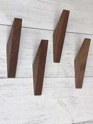 Solid WOOD Wall Coat Hooks Triangular WALNUT. Scandinavian style minimalist - Image 1 of 4