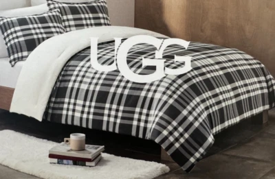 2 pc UGG Devon Textured Ocean Plaid Twin / Twin XL Comforter & Sham Set NIP - Image 1 of 4