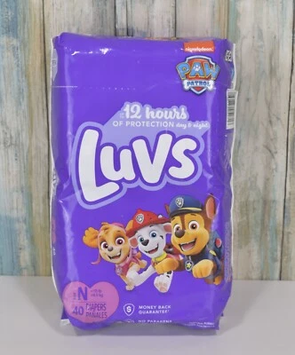 Pañales para recién nacidos Luvs 40 unidades 12 horas protección hasta 10 libras SELLADOS Foto 1 de 4