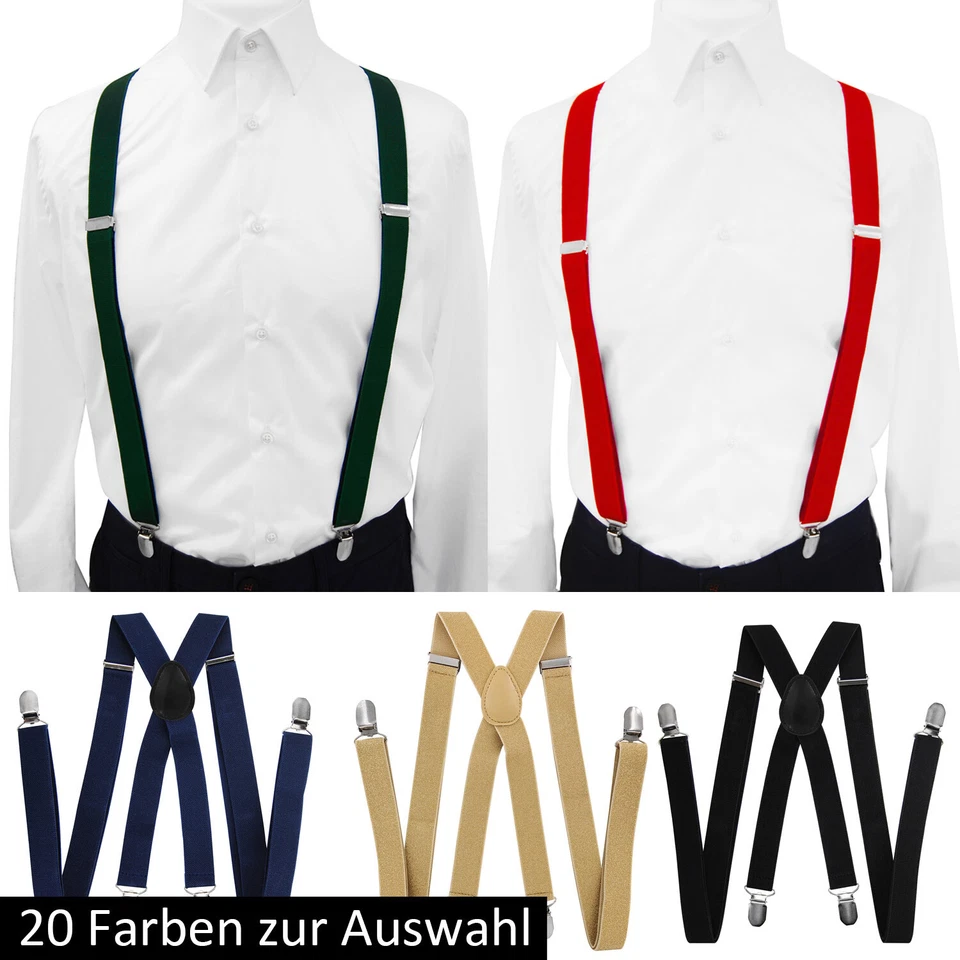 Herren Hosenträger-X Form 2,5cm breit axy® 4 Clips EXTRA STARK-UNISEX
