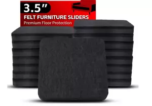 Felt Furniture Movers Sliders for Hardwood Floors, 16 Pack Square 3.5 Inch - Picture 1 of 4