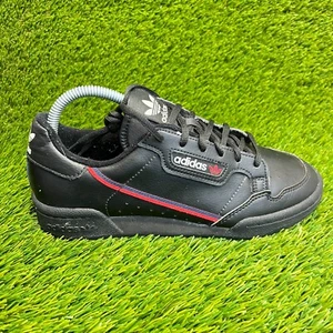 Adidas Continental 80 Boys Size 6Y Black Red Athletic Leather Shoes Sneakers - Picture 1 of 10