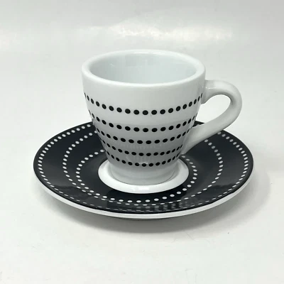Taza y platillo Bodum Paula Espresso Demitasse blanco y negro Foto 1 de 4