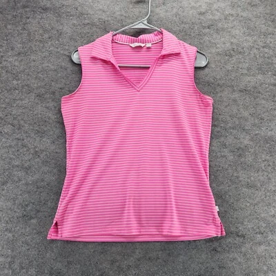 Lady Hagen Polo Shirt Womens Small Sleeveless Pink Striped Golf - Image 1 of 4