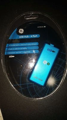 GE HUB USB 4 PUERTOS CON// CABLE INCORPORADO COMPATIBLE CON VENTANAS Y MAC TRANS VELOCIDAD 12Mbps Foto 1 de 2