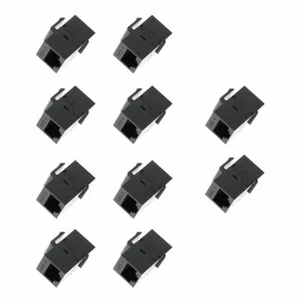 10 Stück - CAT6 Inline Kupplung Keystone RJ45 Buchse Snap-In Klinkeneinsatz - schwarz - Bild 1 von 4