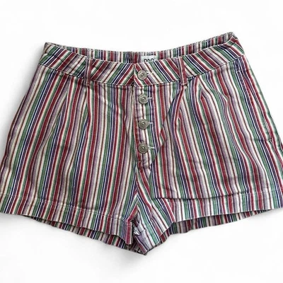BDG Urban Outfitters Womens Lisbon Striped Button-Down Short Sz 0 Multicolor - Image 1 of 4