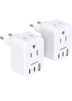 European Travel Plug Adapter for International, HANYCONY 2 Pack Type C