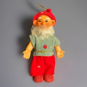 "Pantuflas flocadas ropa fieltro plástico goma gnomo Navidad Nisse vintage de 5""" - Imagen 1 de 8