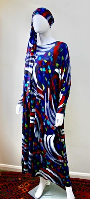 Missoni Vintage 1970’s Made in Italy Silk Dress Rare Hollywood Art, L, OSFA - Image 1 of 4