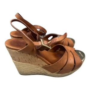 Jimmy Choo Cuero Tostado Corcho Alpargata Cuña Sandalias 34 EE. UU. 4 Diseñador Verano - Imagen 1 de 9