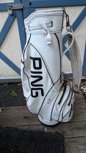 Vintage Ping Golf Cart Bag Leder Vinyl weiß & schwarz 6-Wege-Teiler - Bild 1 von 7