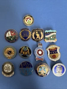 13 Vintage Lawn Bowls Badges UK & South Africa Clubs Enamel Pins 1948-1987 Rare - Picture 1 of 3