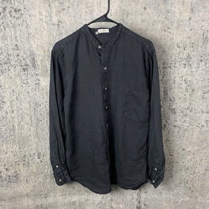 Camisa Ermenegildo Zegna de Lino 41 16 Banda Cuello Lazo Negra Abotonada Manga Larga - Imagen 1 de 14