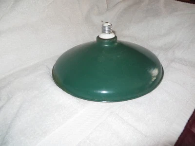 Old  Green White Gas Station Barn Garage  Light Shade Fixture - Image 1 of 4