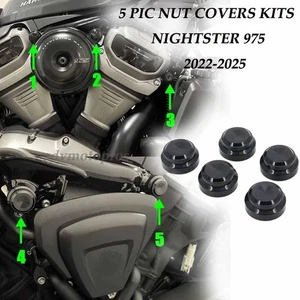 Kits de cubiertas de tuercas Alex 2022-2025 negras para motocicleta 5 piezas para Harley Nightster RH975S - Imagen 1 de 12