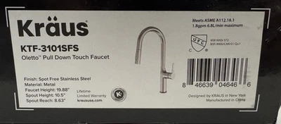 Grifo de fregadero de cocina Kraus KTF-3101SFS Oletto moderno de un solo mango Foto 1 de 4