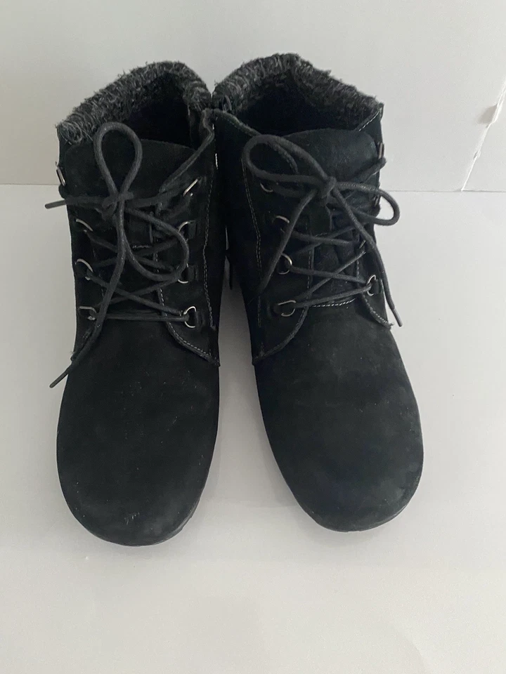 Propet Delaney Mujer Botas,Negro Tobillo Cremallera Cordones Tarjeta Escocesa.CueroTalla 11M Foto 1 de 4