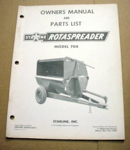 STARLINE MODEL 704 ROTASPREADER OWNERS & PARTS MANUAL BOOK CATALOG - Picture 1 of 1