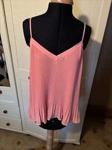 NEW LOOK Ladies Light Coral Chiffon Pleated Sleeveless Lined Strappy Top Size 12 - Picture 1 of 8