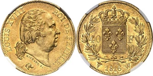Louis XVIII (1814-1824) 40 Francs Gold 1816 W Lille NGC IN The 58 - Picture 1 of 3
