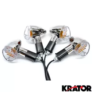 BIKE INDICATOR 4 PACK - FRONT REAR MOTORCYCLE TURN SIGNALS CHROME AMBER LIGHTS - Picture 1 of 5