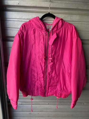 Giacca a vento vintage Paolo By Paolo Gucci rosa seta zip con cappuccio donna S