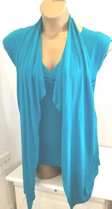 18 Deep Turquoise Short Sleeve Jumper waterfall scarf KALEIDOSCOPE-Gorgeous NWT - Picture 1 of 9
