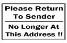 Please Return To Sender - No Longer At This Address - Sticker Packs (25-500)