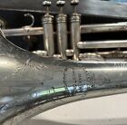 Antique Vintage 1914 Keefer Silver Tenor Valve Trombone with original case/mpc