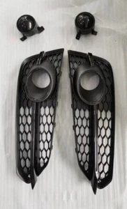 Black Front Fog Grill Grille Light Cover Trim 2pcs For Audi D4PA A8 S8 2015-2017 - Picture 1 of 10