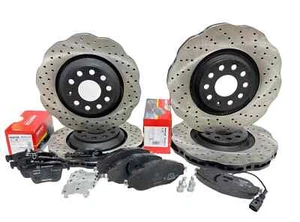 AUDI S3 GOLF R MK7 7.5 WAVY RS SYLE PERFORMANCE BRAKE DISC MINTEX BRAKE PADS - Picture 1 of 3