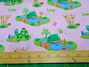 23" Clothworks Critters Frogs & Turtles Fabric - Picture 1 of 1