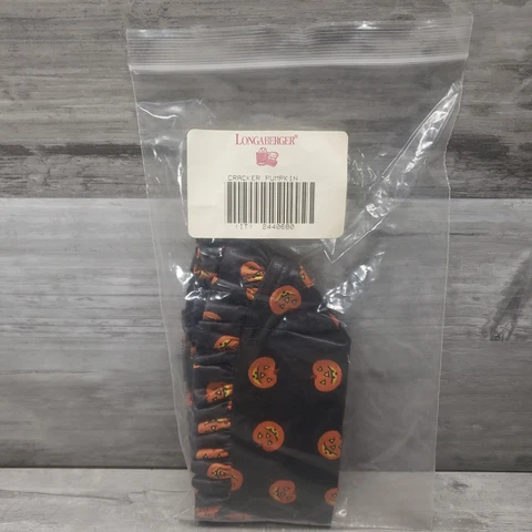 Longaberger Cracker Basket Liner In Pumpkin Black Orange Halloween New Cover