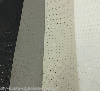 Faux Leather Headlining Fabric PERFORATED 54" wide. BLACK WHITE GREY CREAM - Image 1 of 2