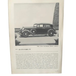 Vintage 1934 Lincoln Two Window Town Sedan Ad Advertisement - Picture 1 of 4