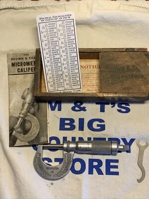 Vintage Brown & Sharpe Micrometer Caliper with Wooden Box & Wrench #13 - Image 1 of 4