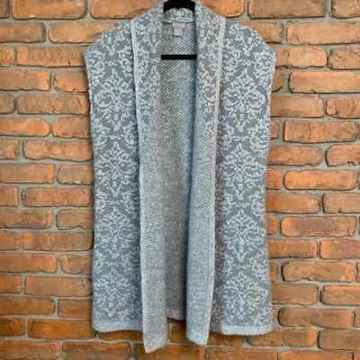 Шерстяная смесь Chico's без рукавов открытый передний блестками кардиган свитер жилет серый - L - Изображение 1 из 4