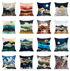 Mountain Outdoor Decorative Throw Pillow Covers Abstract Landscape Cushion Case - Picture 1 of 49