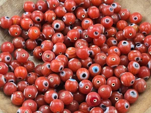 300+ PCS RED EVIL EYE BEADS ROUND GLASS BEADS JEWELRY CRAFT MAKING LOOSE BEADS - Picture 1 of 6