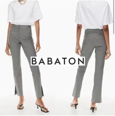 Брюки Aritzia Babaton Atelier Numero в елочку размер 6 приталенные с разрезом на лодыжке серые - Изображение 1 из 4
