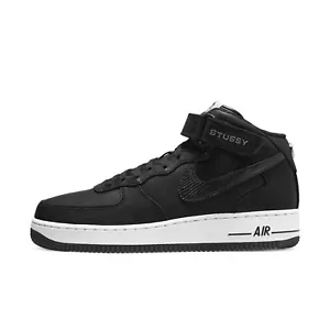 Nike x Stussy Air Force 1 mittlere Lederschuhe schwarz/weiß Turnschuhe Herren Größe 11,5 - Bild 1 von 10