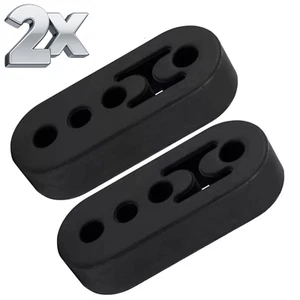 2x Universal Black Rubber Exhaust Hanger Mount Brackets - LONG HEAVY DUTY HANGER - Picture 1 of 6