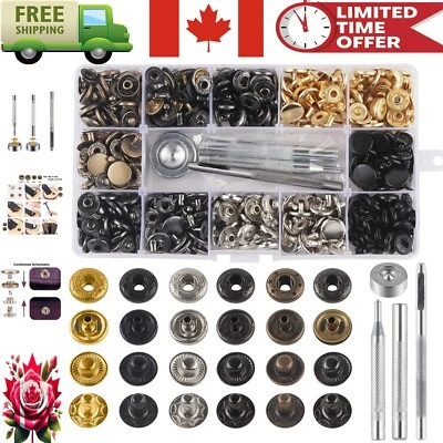 Kit de botones a presión de cobre premium: 132 juegos con herramientas para manualidades de cuero fáciles Foto 1 de 4