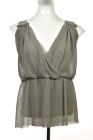 Deletta Womens Top Size M Green Solid Cotton Sleeveless Blouse Shirt