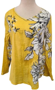 KikiSol Tunic Top Embroidered Artisan Yellow COTTON Floral Beaded NWT MEDIUM - Picture 1 of 5