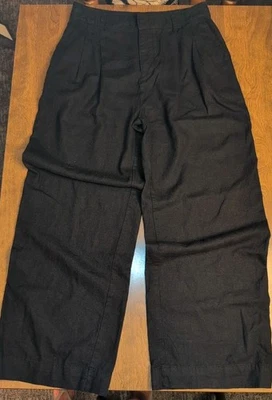 Pantalón GAP Easy Lino Viscosa Plisado Todo Negro Tiro Alto Pantalones Anchos Para Mujer 8 Foto 1 de 4